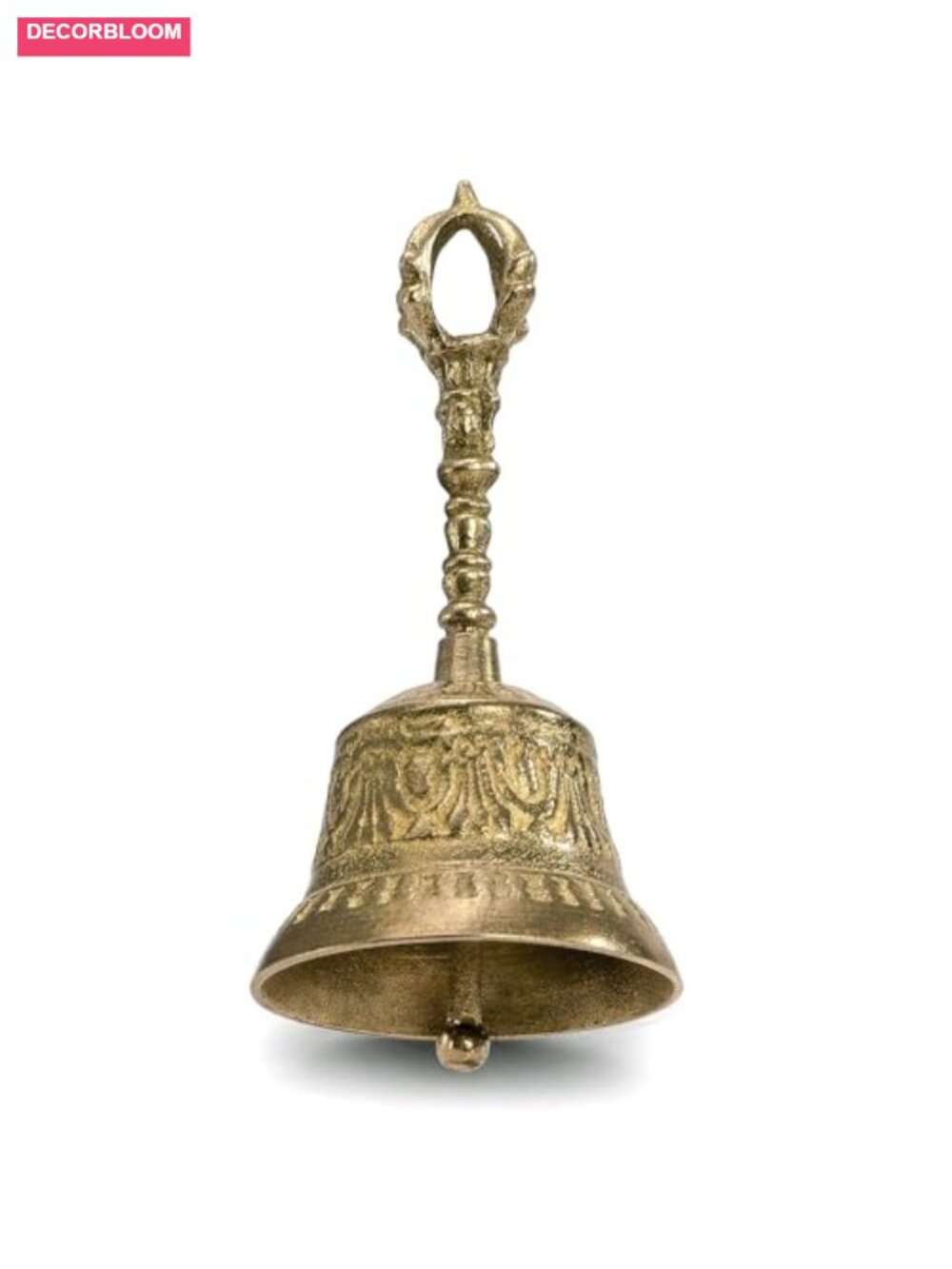 Solid Brass Hand Bell 6" Vintage Call Bell Loud Metal Home Wedding